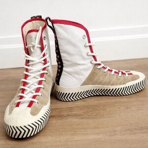 Acne Studios Connor High Top Sneakers US 7 Cream Suede Lace Up NWOT